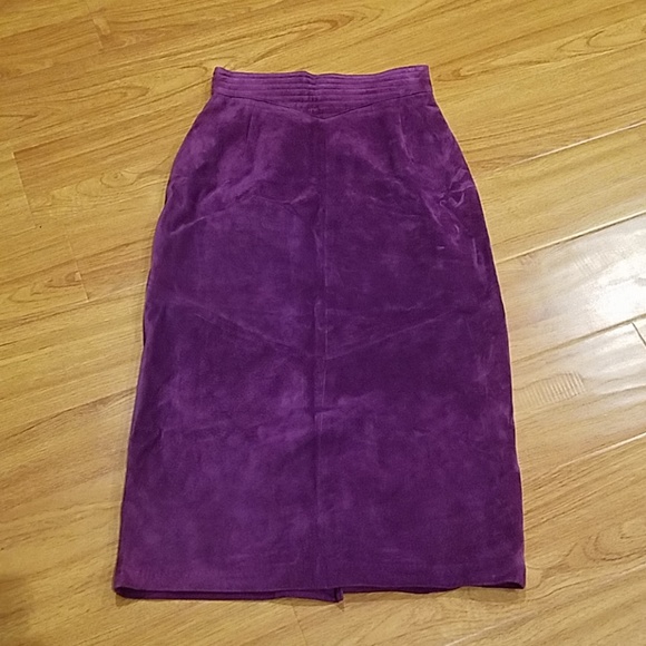 Vintage Dresses & Skirts - Vintage Evan Davies Purple Suede Skirt 6